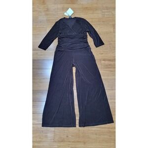 QVC CITIKNITS Liquid Knit Stretchy Jumpsuit Brown Size Large NWT